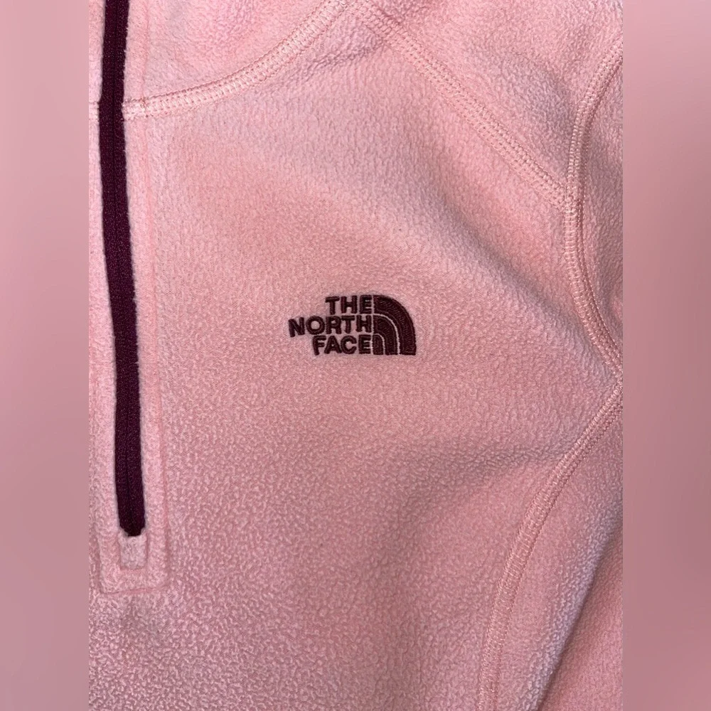 North Face || women’s 1/4 zip up Baby Pink Fleece Pullover size Small - Picture 3 of 8